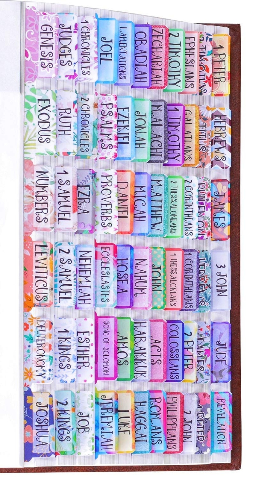 Floral Glitter Watercolor Golden Heart Catholic Bible Tabs Set of 90