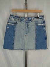 Abercrombie Fitch Two Tone Denim Natural Rise Jean Mini Skirt Size 31 / 12 NEW