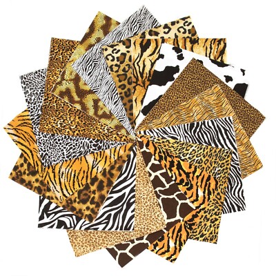 102 Piece Wild Thing Animal Skin  pre cut charm pack 5'' squares  fabric quilt