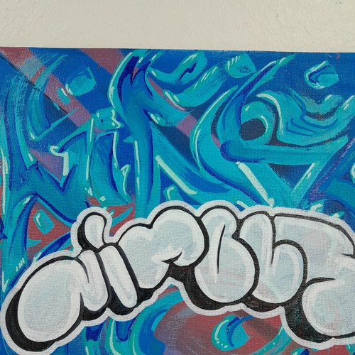 NIMBUS Canvas Panel Art Original 10x8 OOAK Acrylic Graffiti Modern Throwie Style - Picture 6 of 8