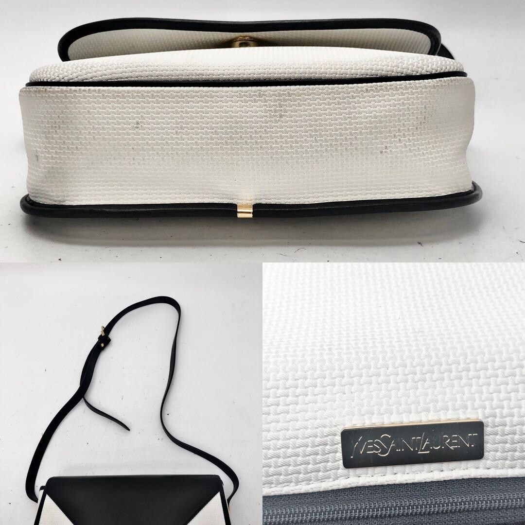 Borsa a tracolla Yves Saint Laurent pochette pelle tela bianca usata ottima+