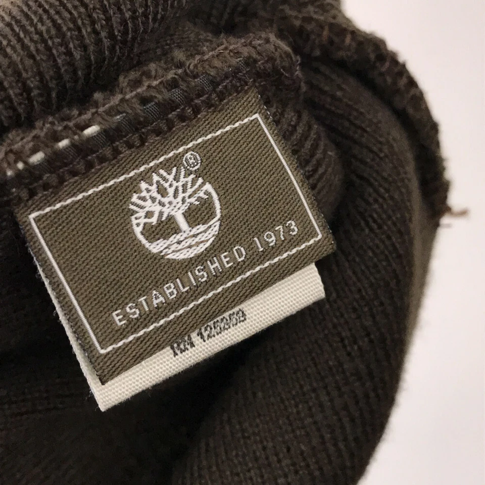 Timberland Marrón Oscuro Invierno Sombrero Acanalado Puño Logo en la parte delantera Foto 4 de 4