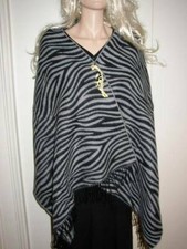 Beautiful, Gray and Black Wool Animal Print Scarf, Wrap, Shawl, etc.