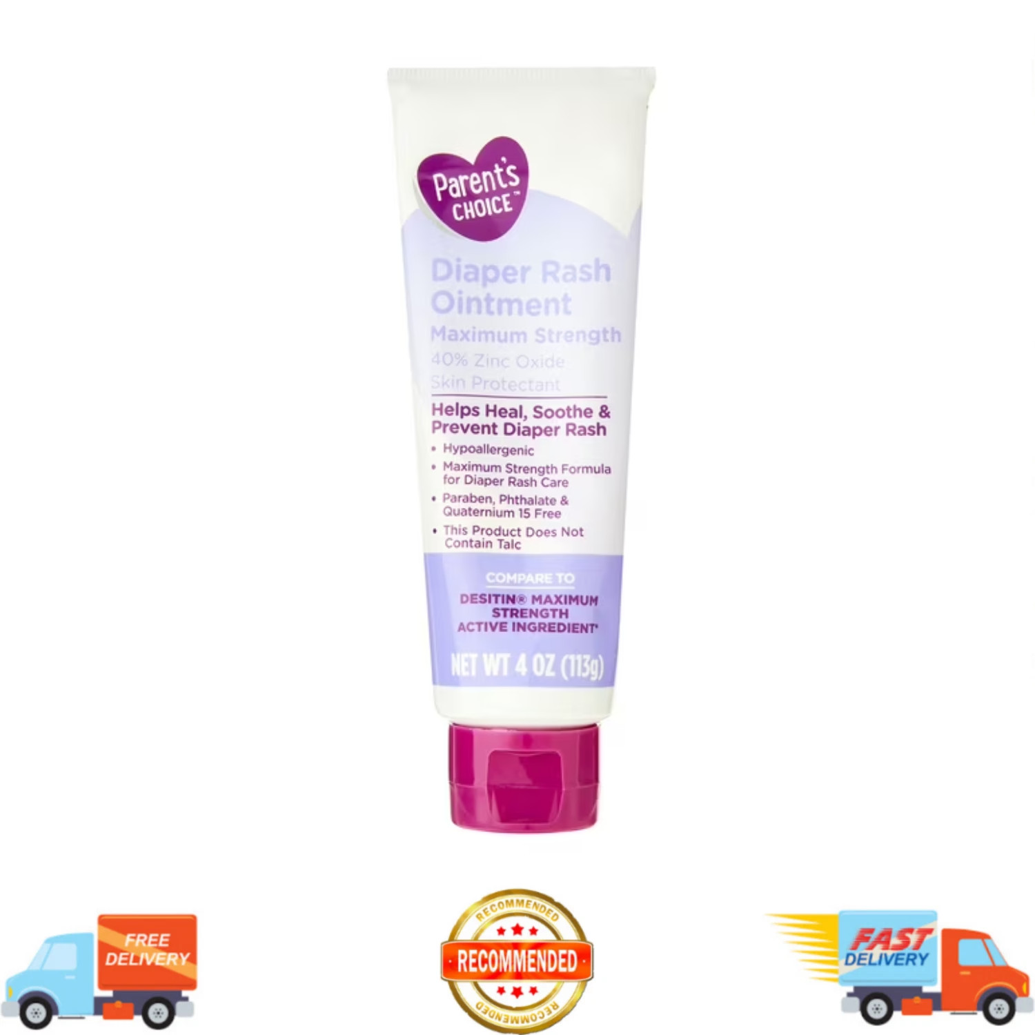 Rash Ointment, 40% Zinc Oxide, Baby Skin Care, 4 Oz.