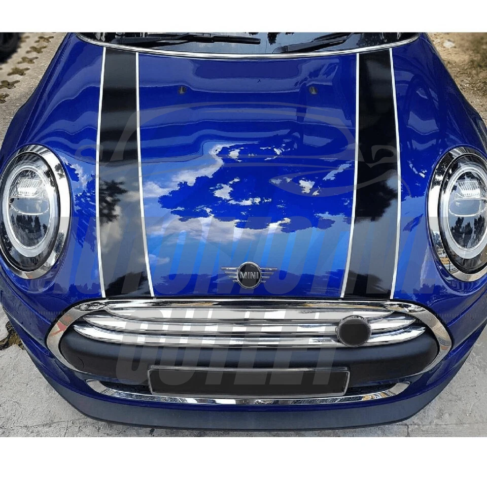 Adesivi Per Strisce Racing Nero E Bianco Per Mini - Immagine 4 di 4