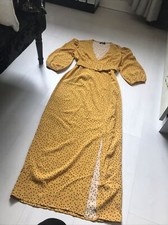 Nasty Gal Mustard Polka Dot Dress With Belt Sz 4 Summer Work Office Used