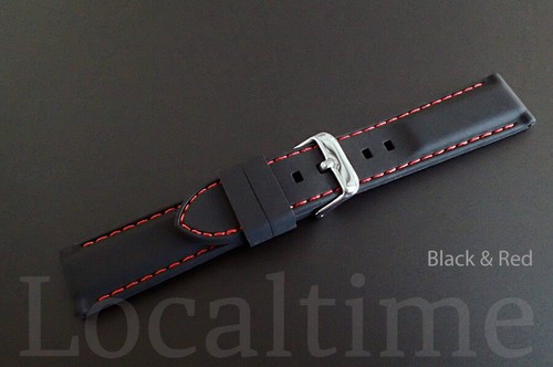 AUSVERKAUF Glatt Dick Silikon Gummi Uhrenarmband 18-28 mm 9 Farben Kombinationen - Bild 16 von 22