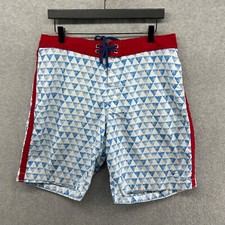 Old Navy Board Shorts Mens Size Large Red White Blue Mesh Lined Trunks