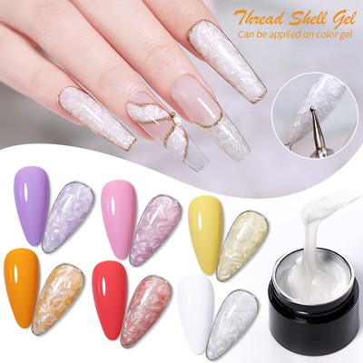 LILYCUTE Texture Pearl Shell Thread Gel Nail Polish Soak Off Nail Gel Varnish