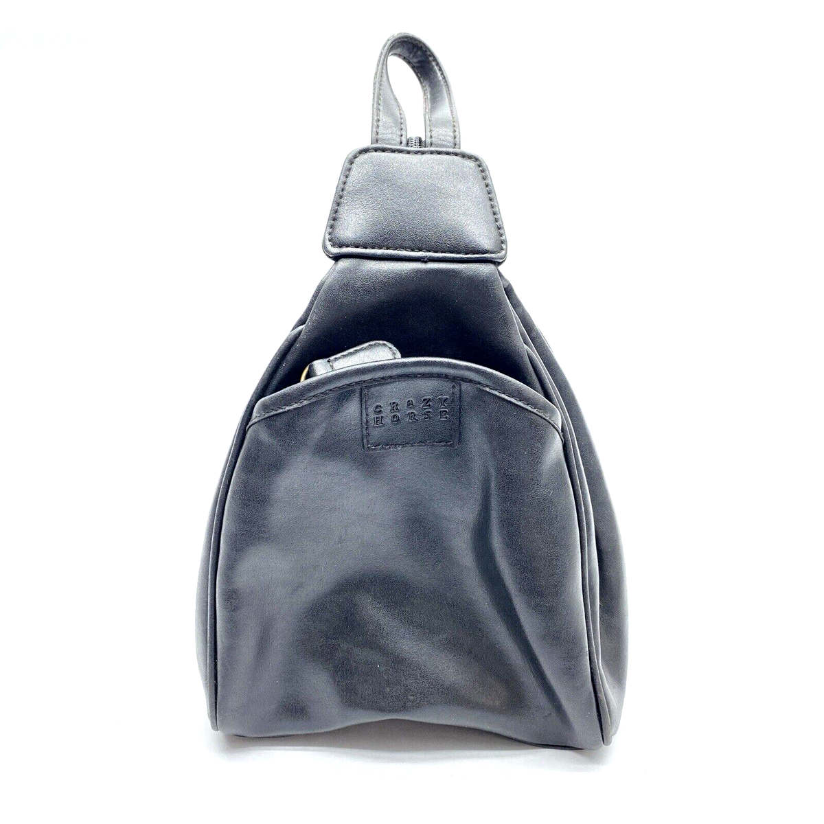 Vintage 90s Y2K Crazy Horse Liz Claiborne Black Leather Shoulder