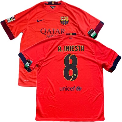 2014/15 Barcelona Away Jersey #8 A. INIESTA XL Nike Soccer