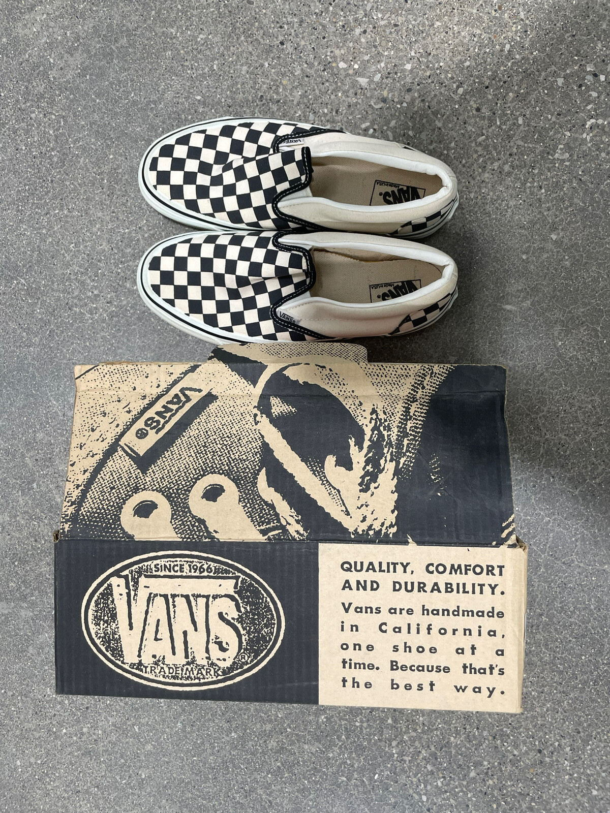Vans Vintage Made In USA Classic Slip On Checkerboard  RARE Mens 9.5us With Box image 8