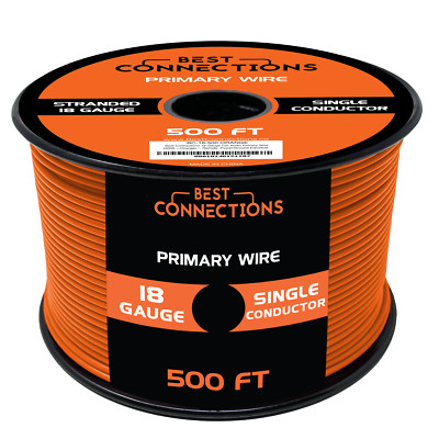 18 Gauge Car Audio Primary Wire (500ft Orange)  Remote, Power/Ground Electrical