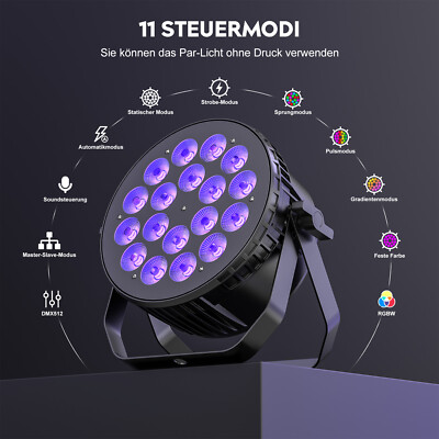 270W 18LED Par Scheinwerfer Strahler RGBW DMX Strobe Bühnenlicht Halloween Party
