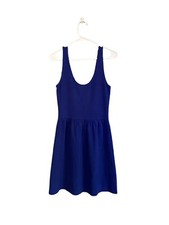 J Crew Blue Button Back Sundress Fit & Flare Skater Dresss Scoop Neck Size XS