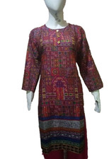 Pakistani Indian Kameez Stitched Size XL Kurti/Top/Tunic/Shirt Y-Burgundy 1Pice