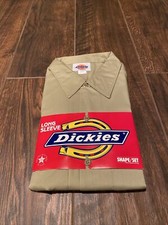 NOS Vintage Dickies Work Shirt Men  s 17-17 1/2 Made In USA Khaki Long Sleeve