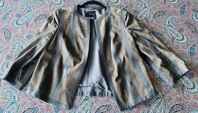 レザージャケット・コート AKRIS Women Jackets 016433004822 149 BROWN AKRIS Women's Vintage Brown Jacket With Grey Leather Stripes