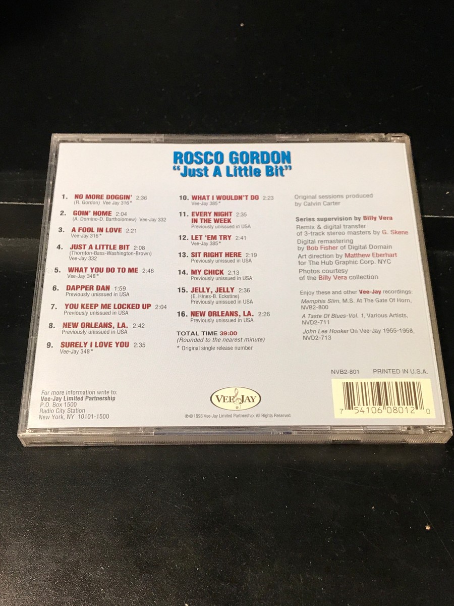 Rosco Gordon-Just A Little Bit-CD-VG Condition-Vee Jay Records | eBay