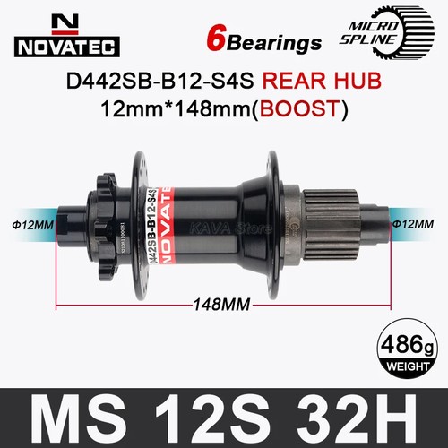 Novatec 32 Holes Micro Spline Hub MS MTB 12 Speed Quick Release Boost Hubs Bike - Picture 21 of 25