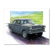 Signed TWO LANE BLACKTOP 1955 Chevy Poster Print Wall Art 11x14 Unframed