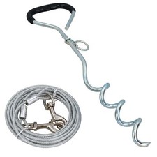 Dog Puppy Yard Dog Tie Out Stake 20ft Tie-Out Cable Home Garden Travel