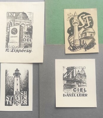exlibris ex-libris  art Kollmann Jeno Hungarylot of 4