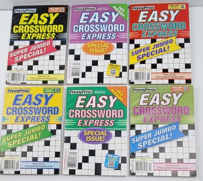 Lot of 6 Penny Press Express Easy Crossword Puzzle Books Mixed 143 puzzles each