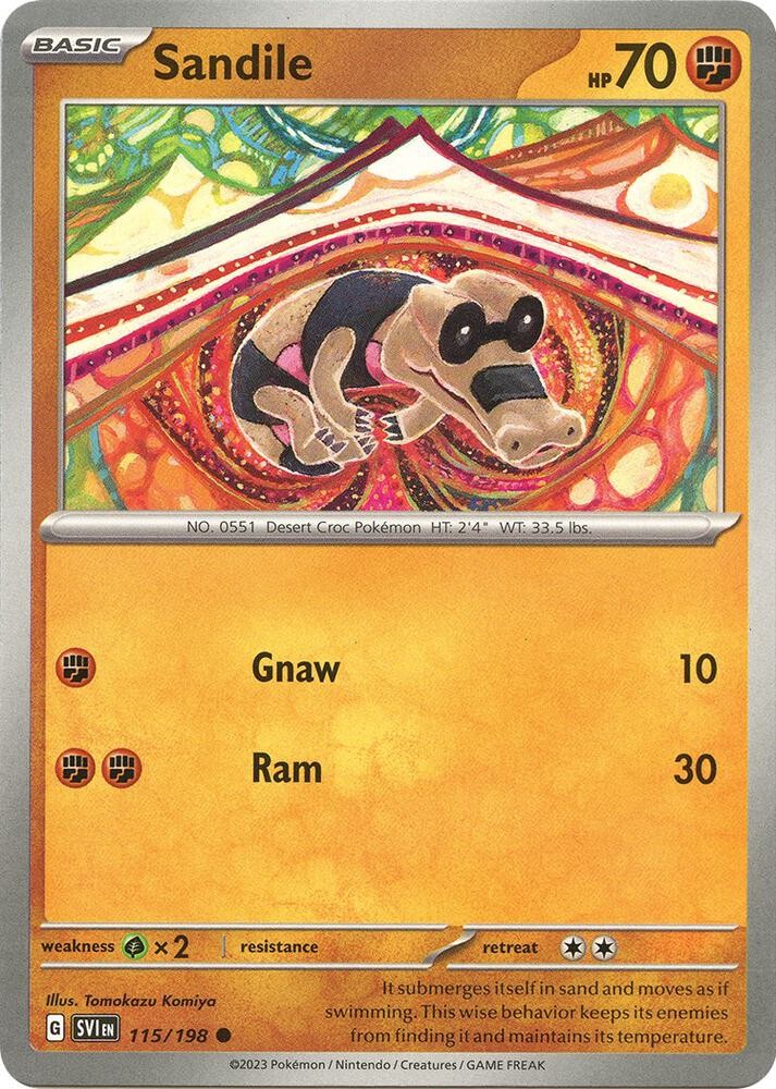 Sandile #115/198 Sv01 Scarlet & Violet Base Set Reverse Holo Pokemon TCG NM
