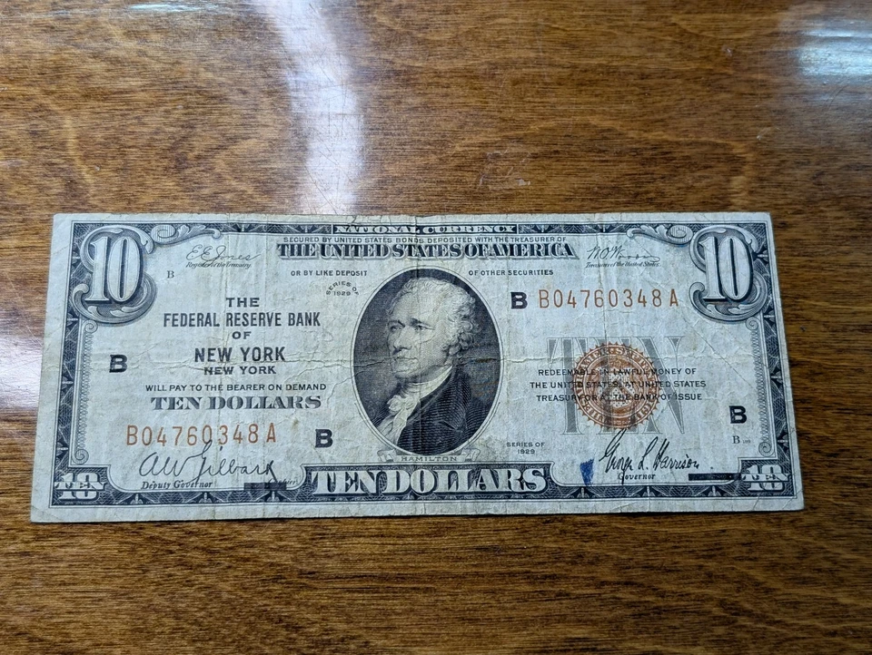 1929 US $10 Federal Reserve Brown Seal Note, New York - Image 4 of 4