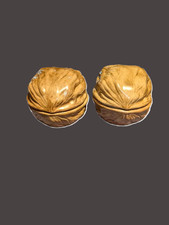 Vtg Arnels  Walnut Ceramic Jar / Canister Brown 5" x 6" x 5" Hand Painted Set