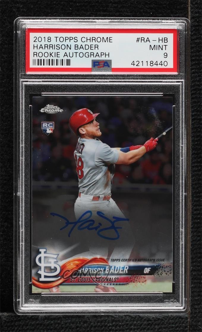 2018 Topps Chrome Rookie Auto Harrison Bader #RA-HB PSA 9 MINT Auto RC gh4