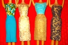 VINTAGE PONYTAIL BARBIE CLOTHES BLUE GOLD BROCADE ALL ORIGINAL  SHEATH DRESS LOT