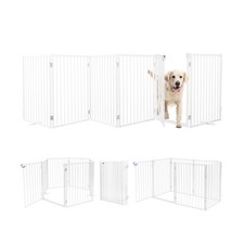 Metal Freestanding Dog Gates with Door,Extra Wide 24", 32" Height F... Fast Ship