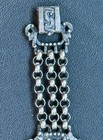 Antique Silver Tone Art Deco Czech Blue Gemstone Filigree Design Bracelet — photo 9