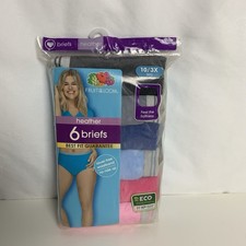 FRUIT of the LOOM 6-pk Sz 10 3X Cotton Blend Multi-Colors Women Briefs NWOT