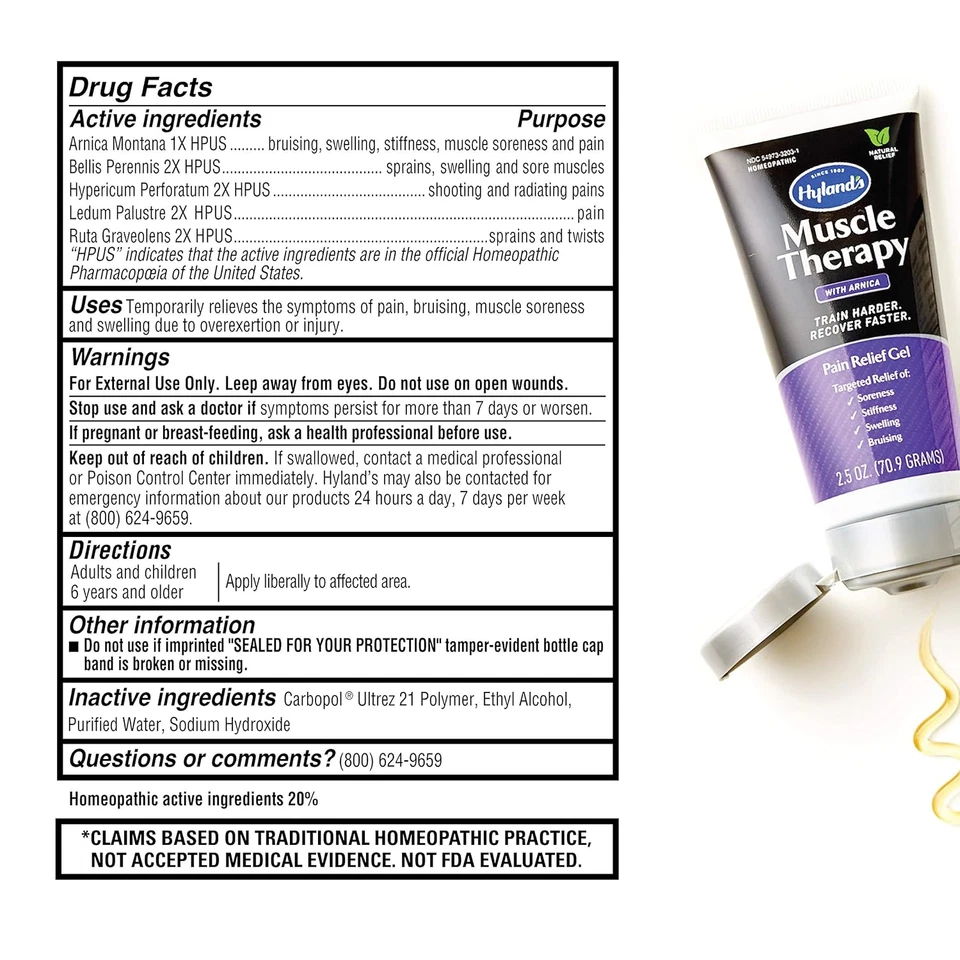 Hyland'S Terapia Muscular con Gel Alivio del Dolor Árnica, Crema Curativa de Moretones, Natural Foto 4 de 4
