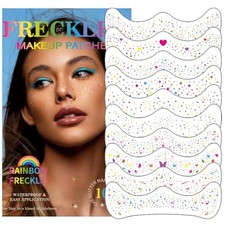 10PCS Glitter Freckles Facs Tattoos, Rainbow Freckles Makeup Patch