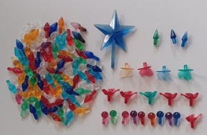 95 Twist Lights Bulbs Pegs Ceramic Christmas Tree, 1 Star, Butterflies, Birds ++