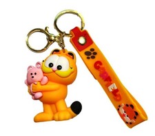 Garfield Hugging Teddy Bear 3D Silicone Charm Keychain
