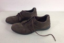 Ecco Comfort Shoes Brown Nubuck Leather Lace Up Flats Sneakers Womens 36
