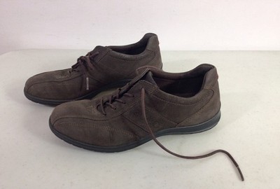 Ecco Comfort Shoes Brown Nubuck Leather Lace Up Flats Sneakers Womens 36