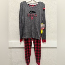 Let's Get Cozy "Little Bear" Buffalo Plaid Unisex Kids Family Pajamas NWT 14