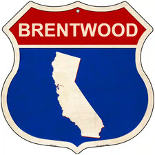 Brentwood California Silhouette Highway Shield Metal Sign