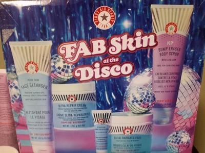 First Aid Beauty FAB Skin Disco Set Cleanser, Scrub, Repair Cream,Pads, Coll (44