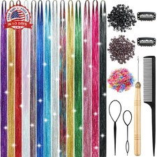 Hair Tinsel, 6000 Strands 48 Inch Hair Tinsel Kit with Tools Glitter Tinsel Hair