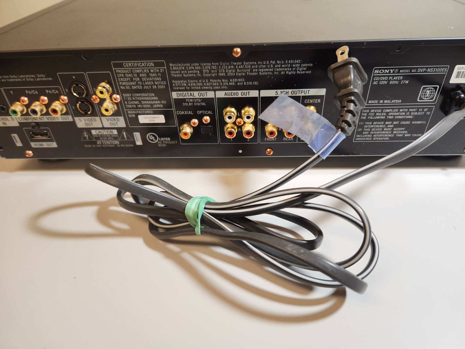 Sony NS3100ES CD/DVD 12Bit Video & Super Audio DAC Player DVP-NS3100ES Black 