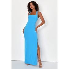 NWT Lulus Glamorous Dedication Blue Sleeveless Column Maxi Dress Small