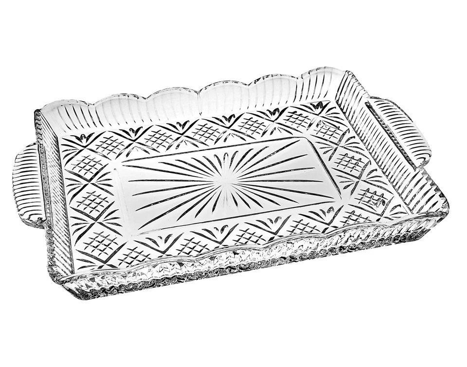 Godinger Dublin Crystal Rectangular Serving Tray, Clear, 16X1.75X11 - Image 2 of 2