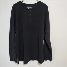 Magellan Outdoors Men's Black Thermal Henley Base Layer Size 2XL